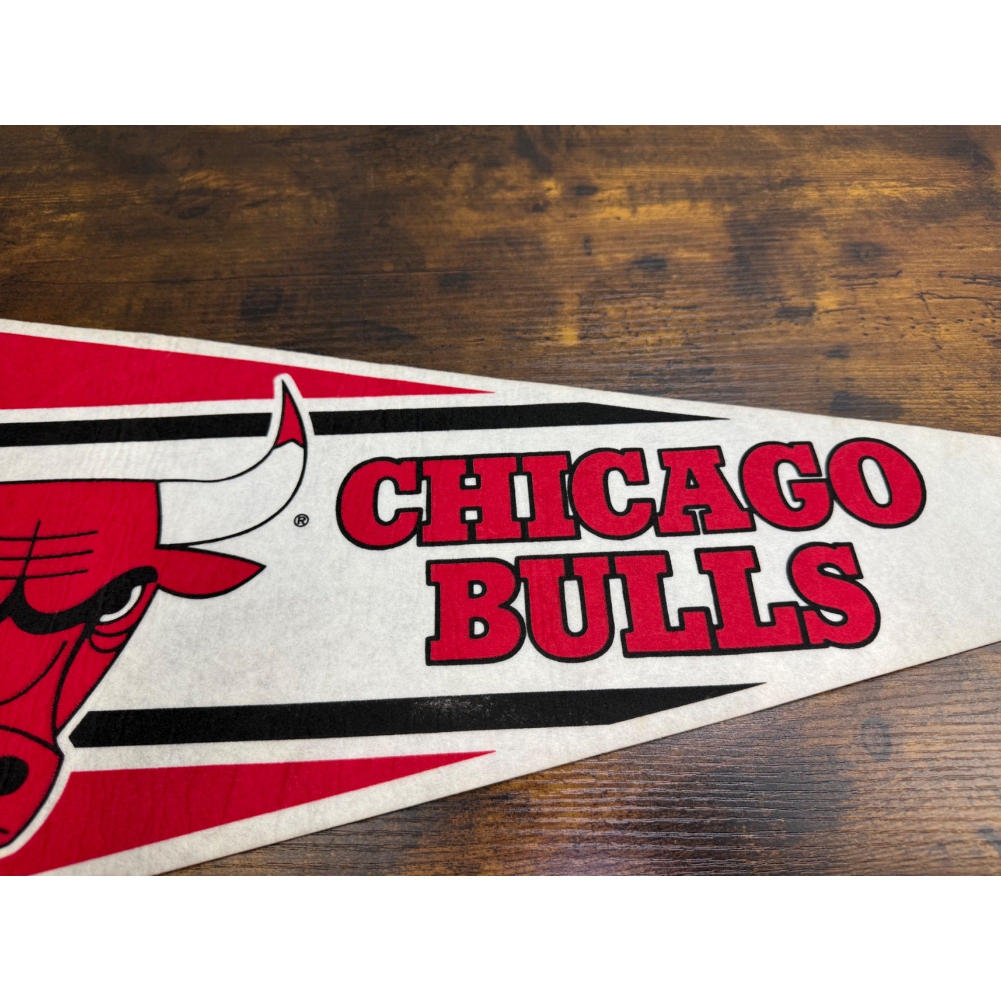 Vintage Chicago Bulls NBA Licensed Felt Pennant Classic Bull Logo 30 inches