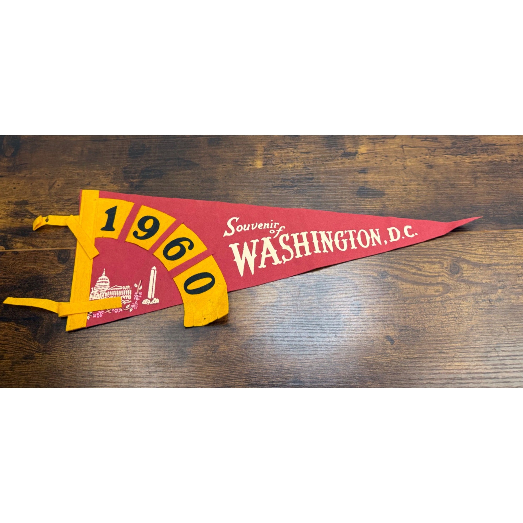 Vintage 1960 Washington D.C. Souvenir Felt Pennant 18 inches