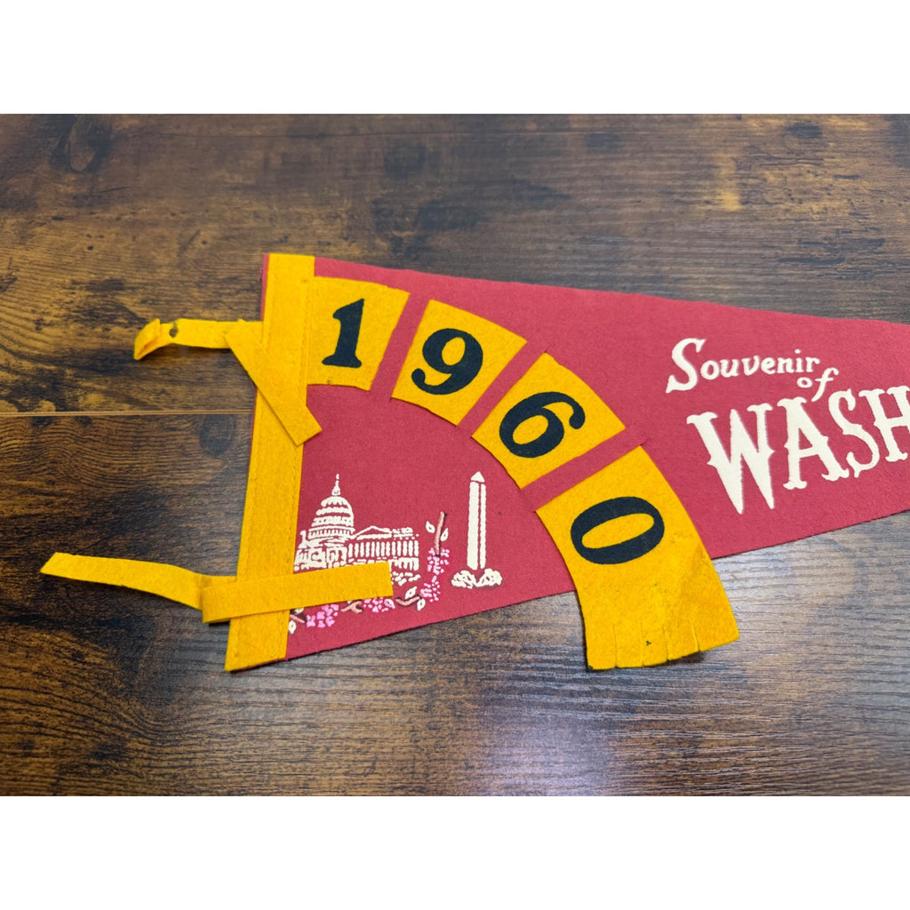 Vintage 1960 Washington D.C. Souvenir Felt Pennant 18 inches