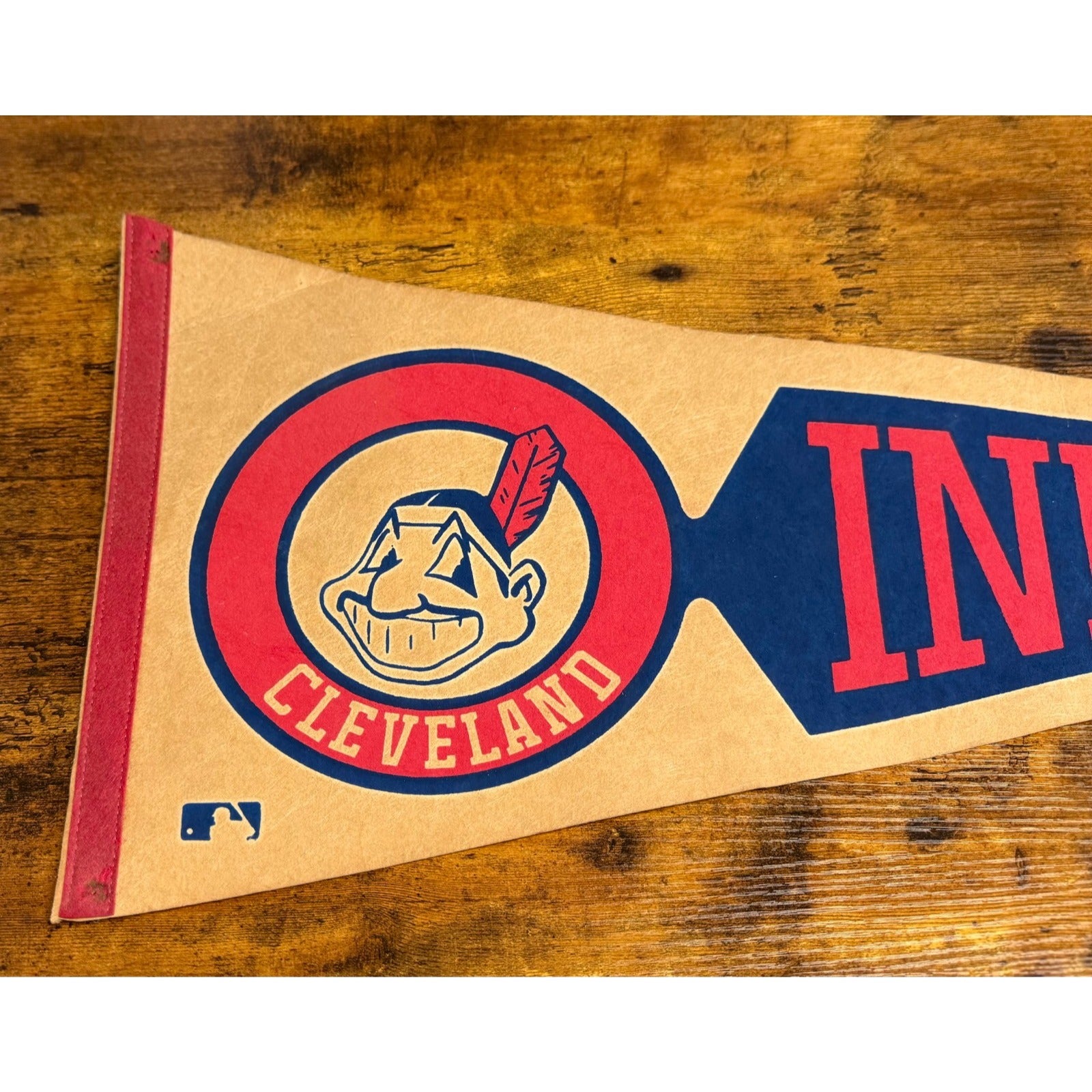 Vintage MLB Cleveland Indians pennant aged
