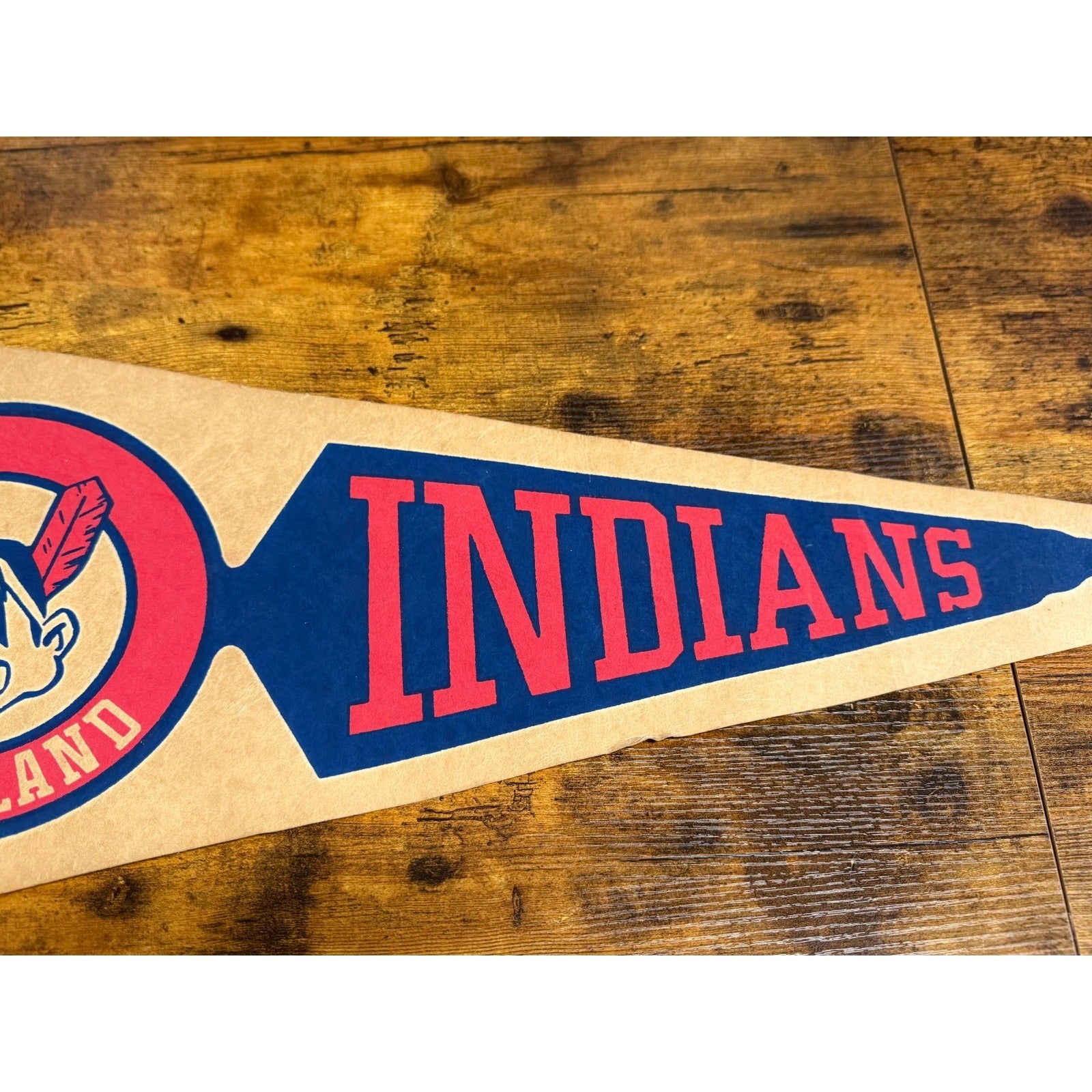 Vintage MLB Cleveland Indians pennant aged