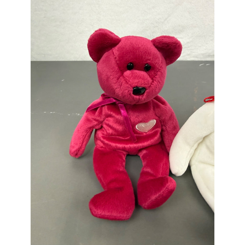Vintage Ty Beanie Babies Valentina and Valentino bears with heart embroidery