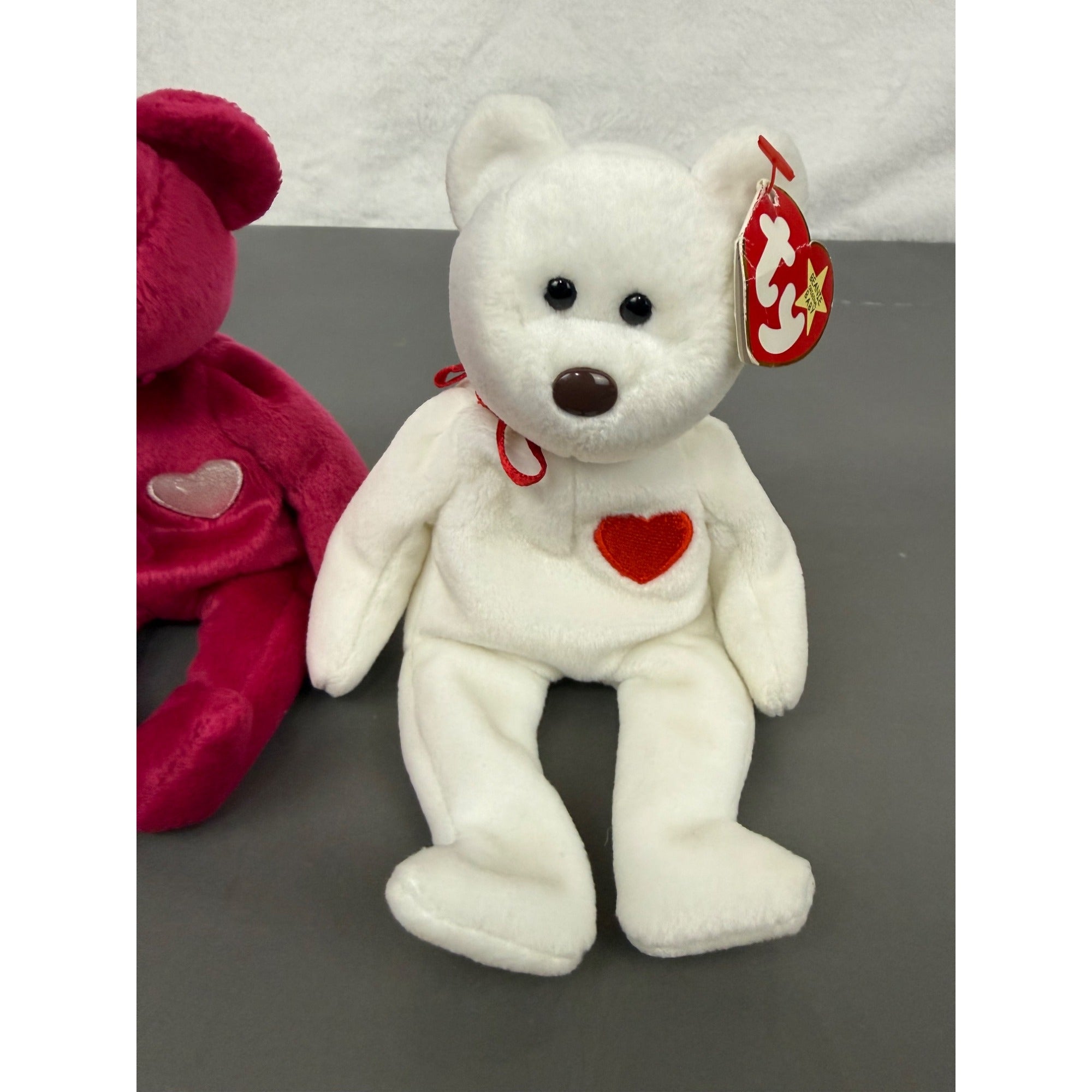 Vintage Ty Beanie Babies Valentina and Valentino bears with heart embroidery