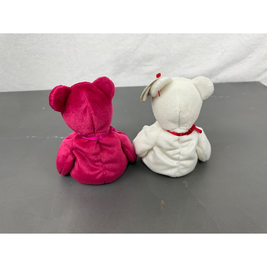 Vintage Ty Beanie Babies Valentina and Valentino bears with heart embroidery