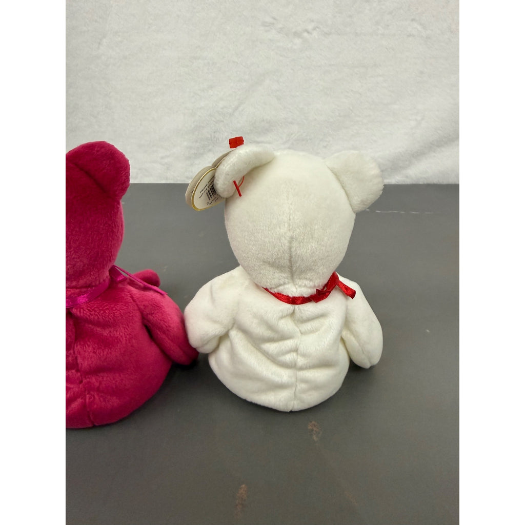 Vintage Ty Beanie Babies Valentina and Valentino bears with heart embroidery