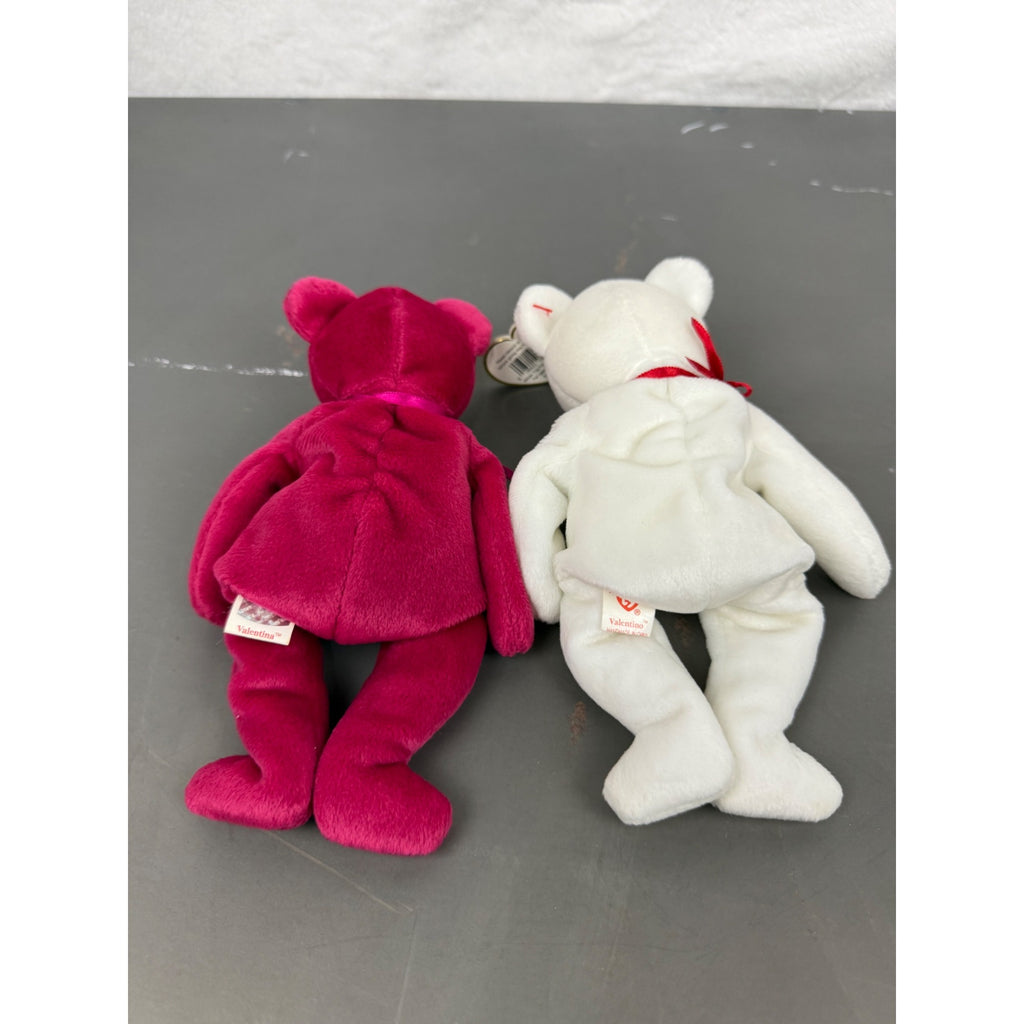 Vintage Ty Beanie Babies Valentina and Valentino bears with heart embroidery