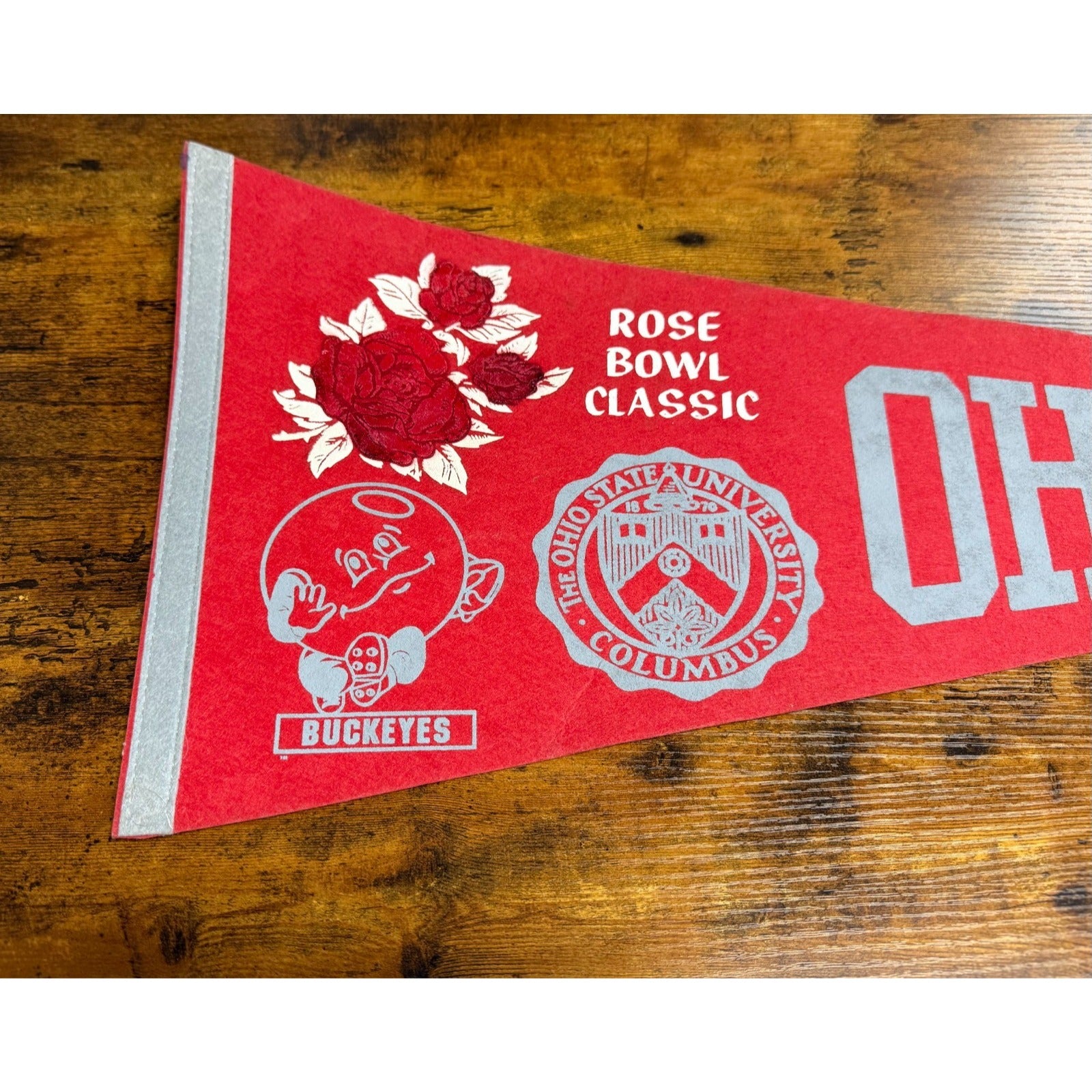 Vintage Ohio State University Buckeyes Rose Bowl Classic pennant