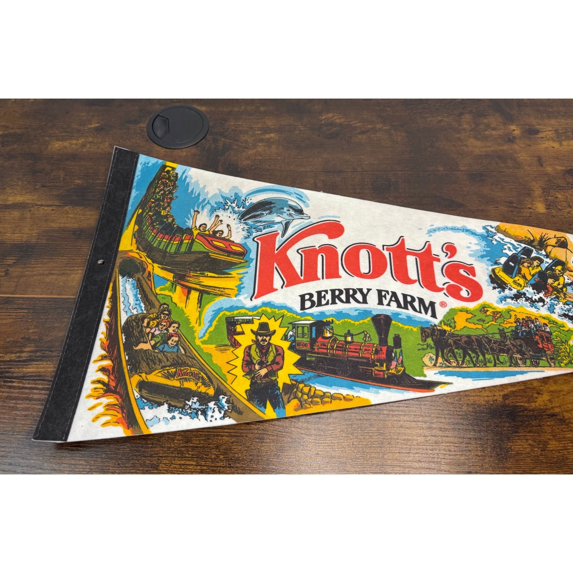 Knotts Berry Farm Buena Park California Vintage Souvenir Pennant With Colorful Theme Park Graphics