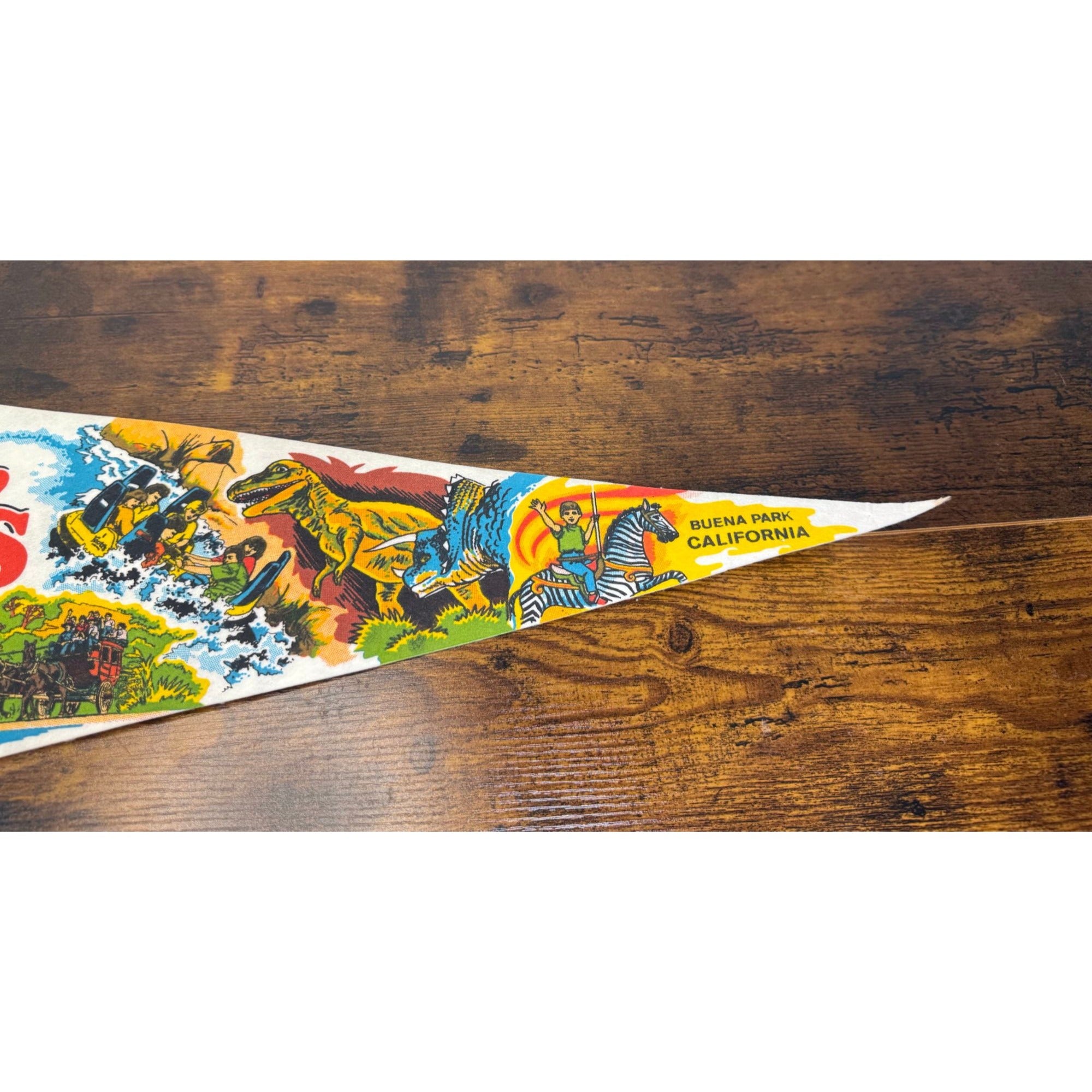Knotts Berry Farm Buena Park California Vintage Souvenir Pennant With Colorful Theme Park Graphics