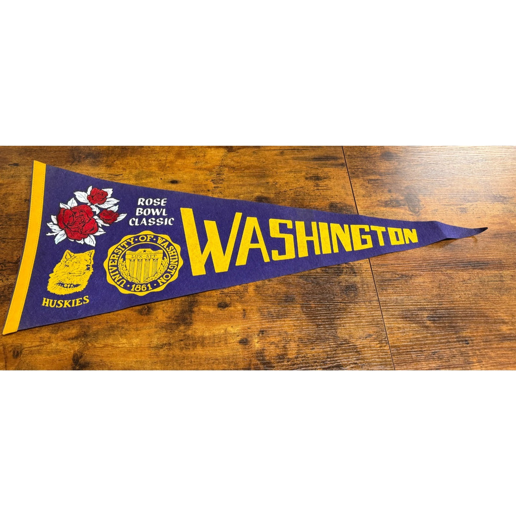 Vintage University of Washington Huskies Rose Bowl Classic pennant