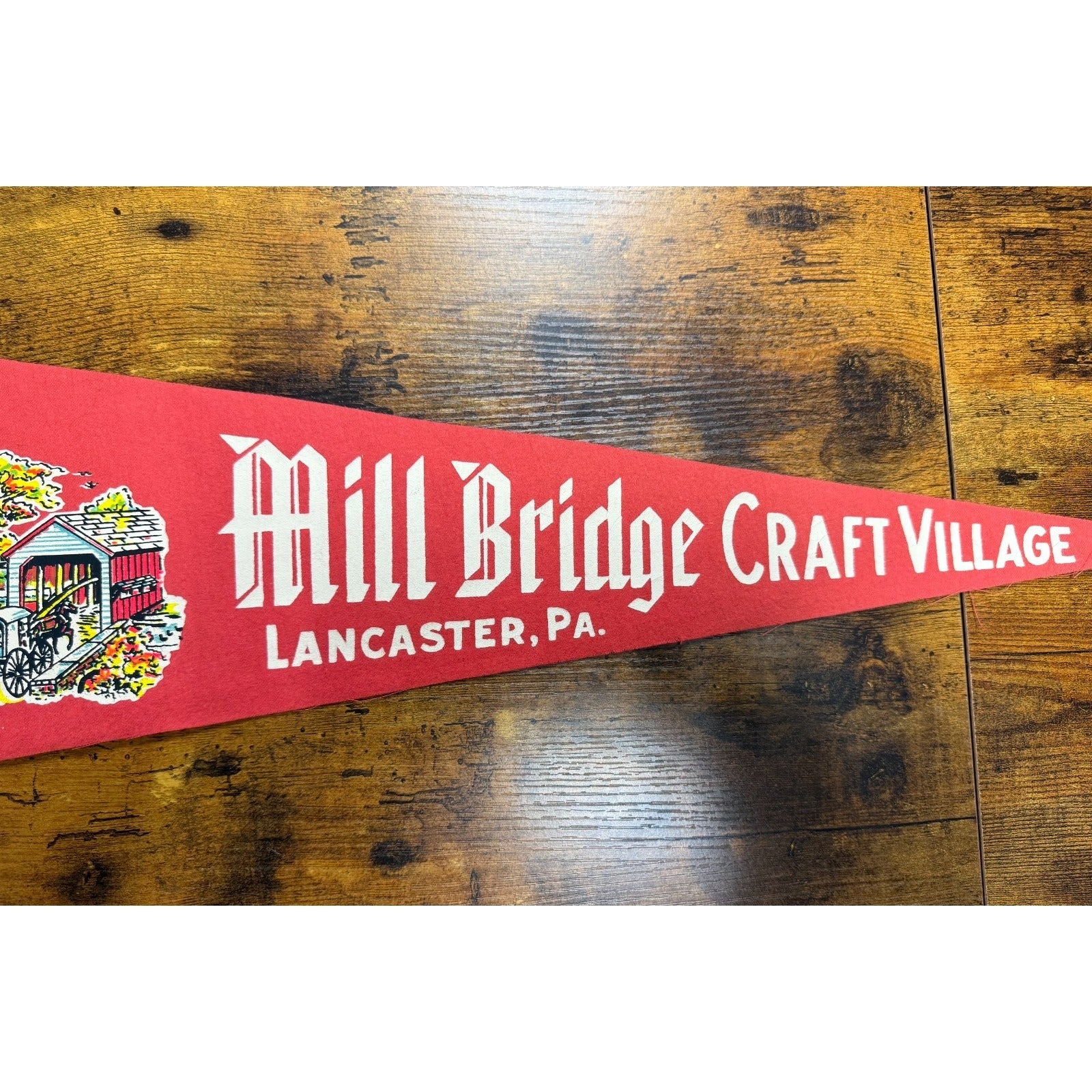 Vintage Mill Bridge Craft Village Lancaster, PA pennant