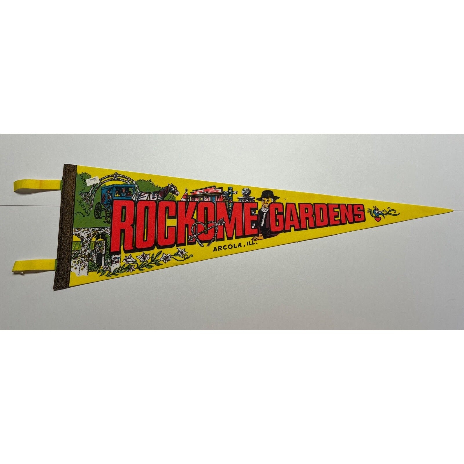 Vintage Rockome Gardens Arcola, Illinois pennant