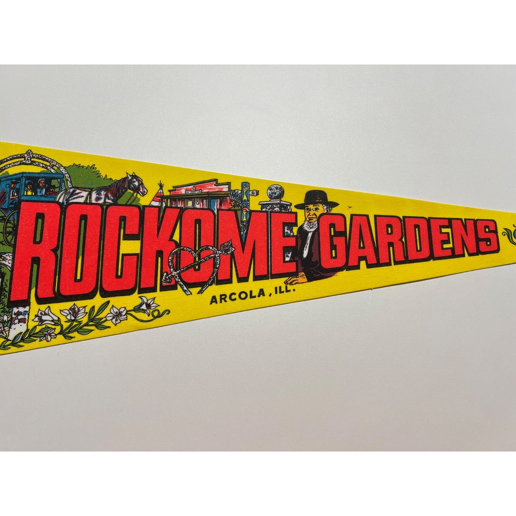Vintage Rockome Gardens Arcola, Illinois pennant