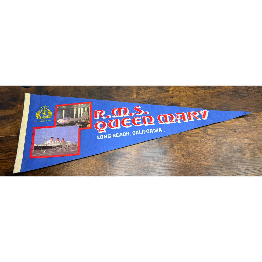 Vintage R.M.S. Queen Mary Pennant Long Beach California 29.5 inches