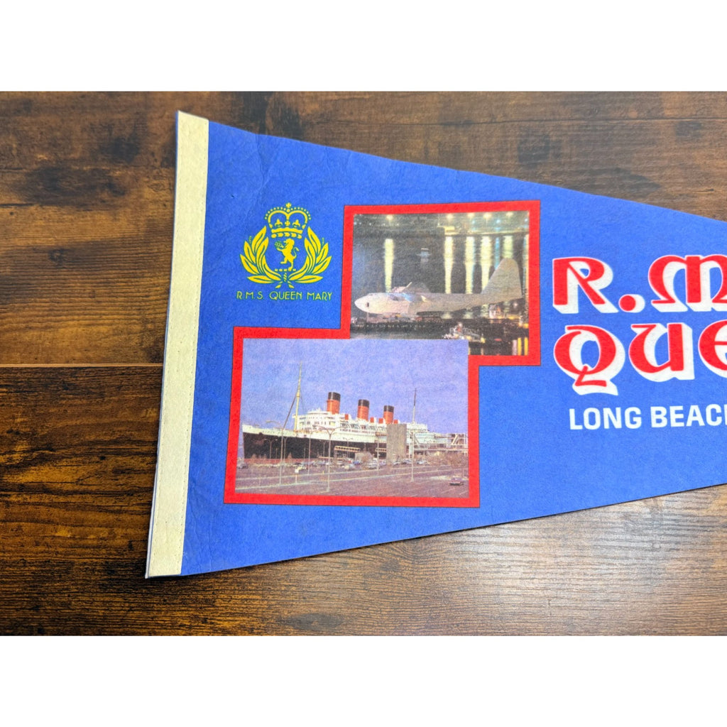 Vintage R.M.S. Queen Mary Pennant Long Beach California 29.5 inches