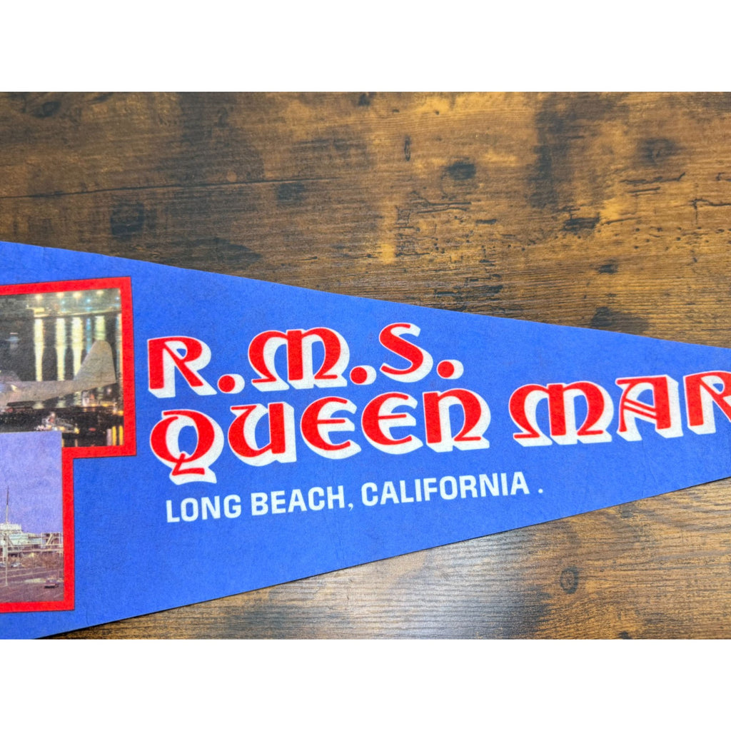 Vintage R.M.S. Queen Mary Pennant Long Beach California 29.5 inches