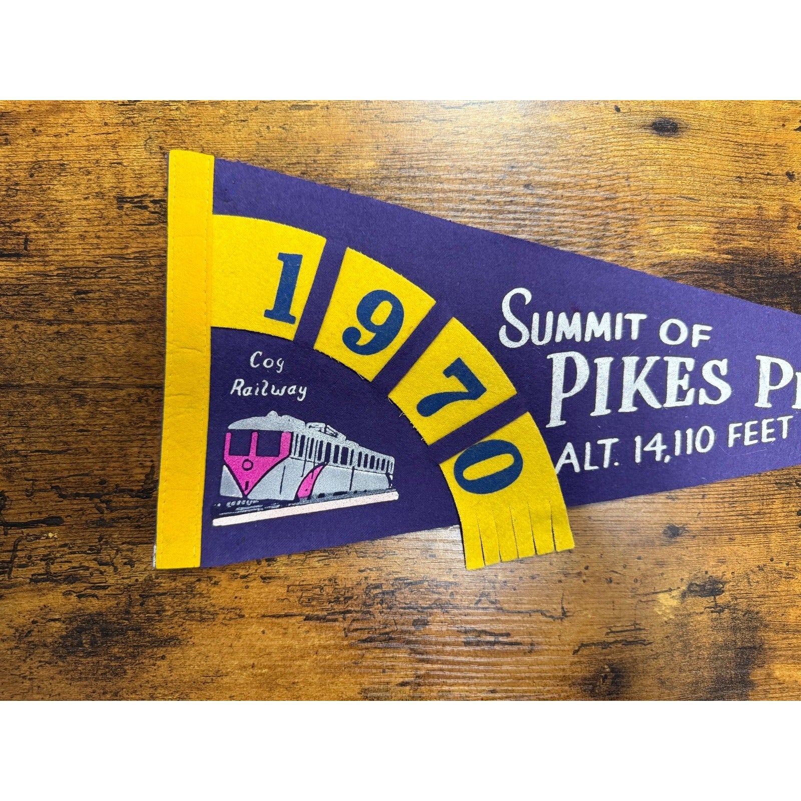 Vintage 1970 Summit of Pikes Peak pennant