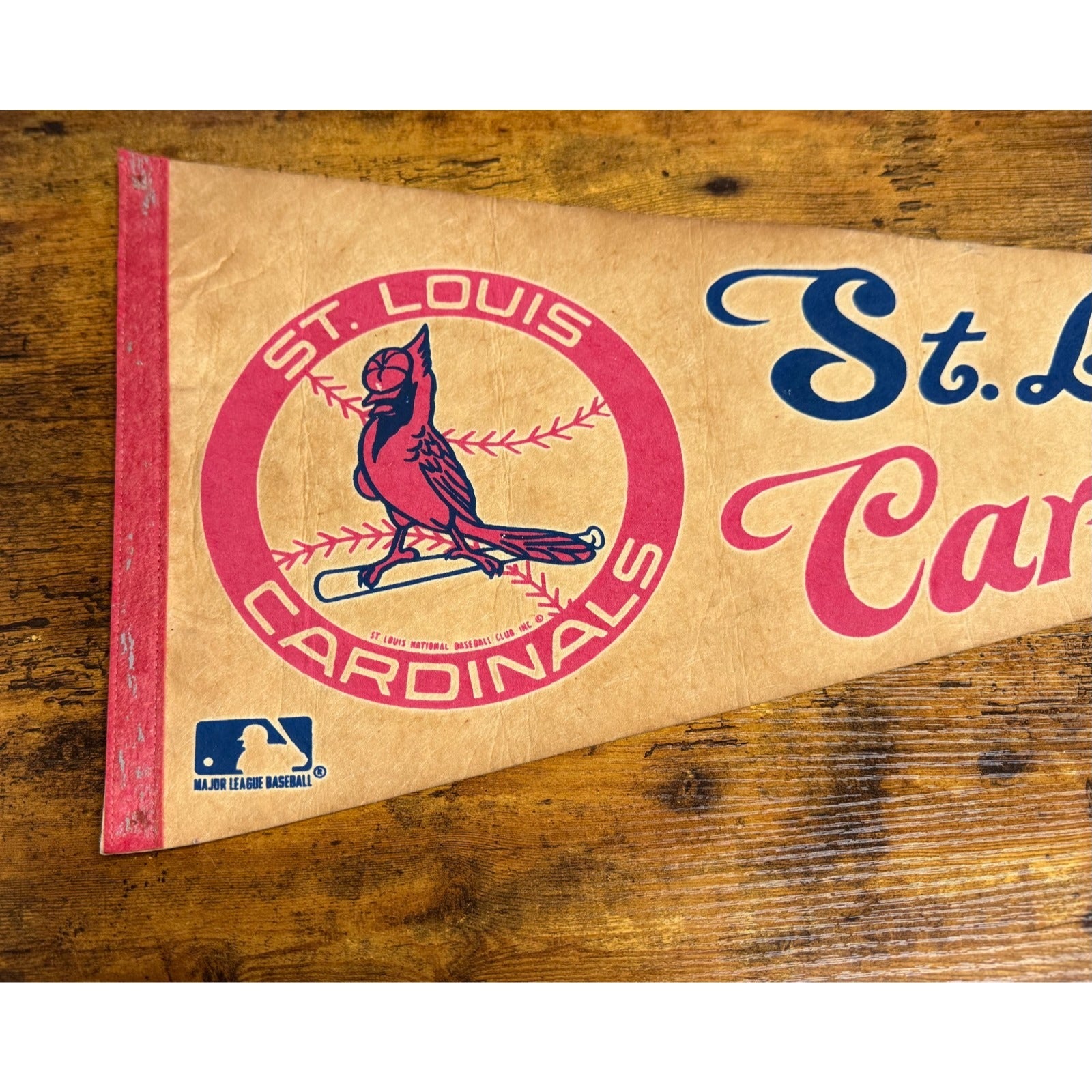Vintage MLB St. Louis Cardinals pennant aged