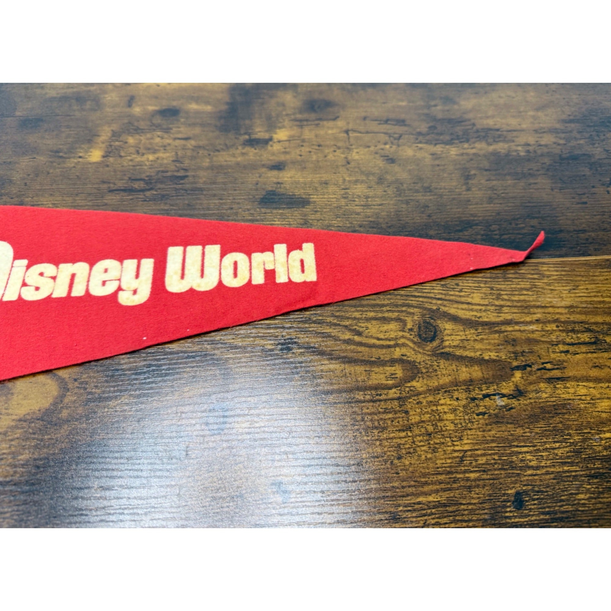 Vintage Walt Disney World Red Felt Pennant With Castle Graphic