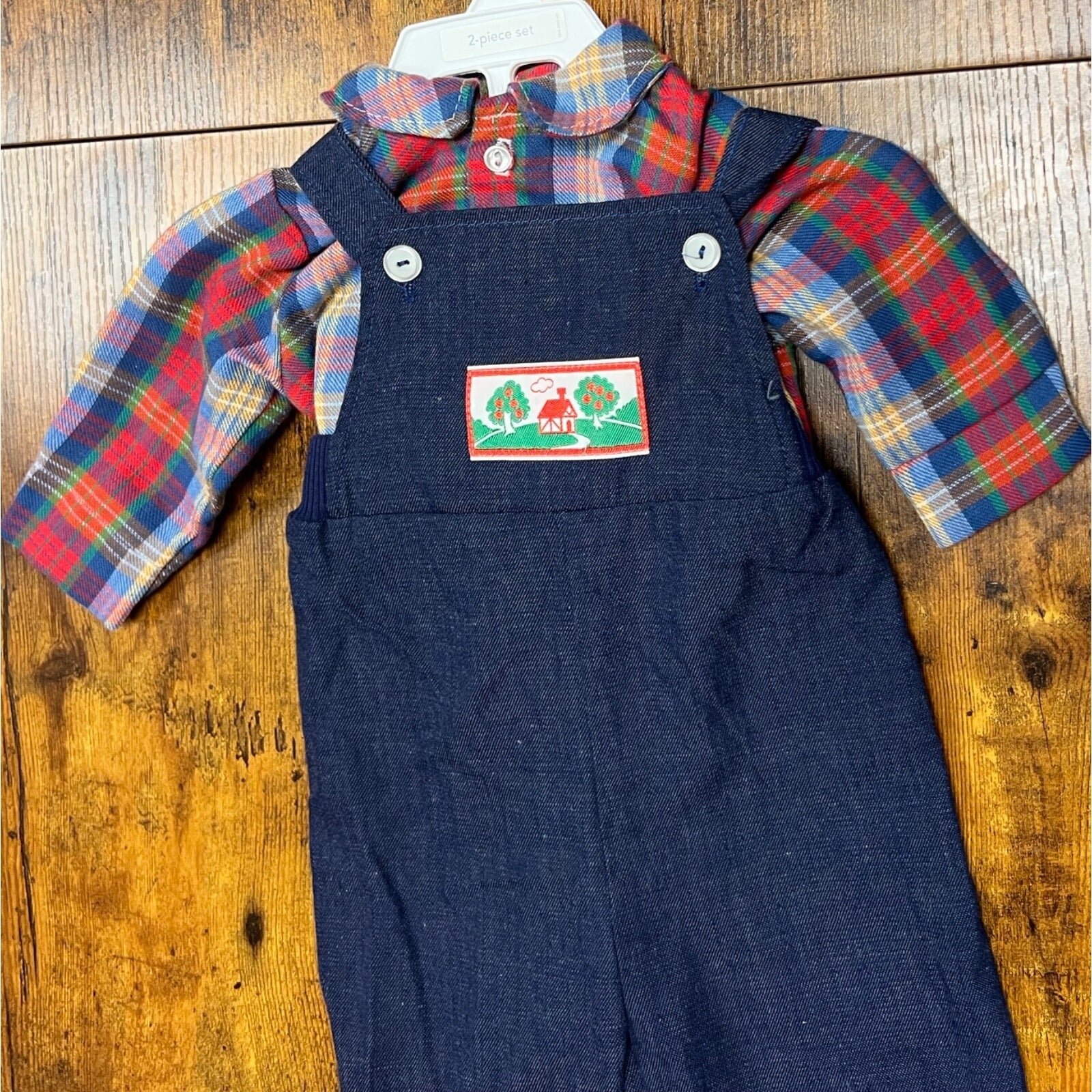 Vintage Carter's denim overalls with matching shirt size 6 months Made in USA