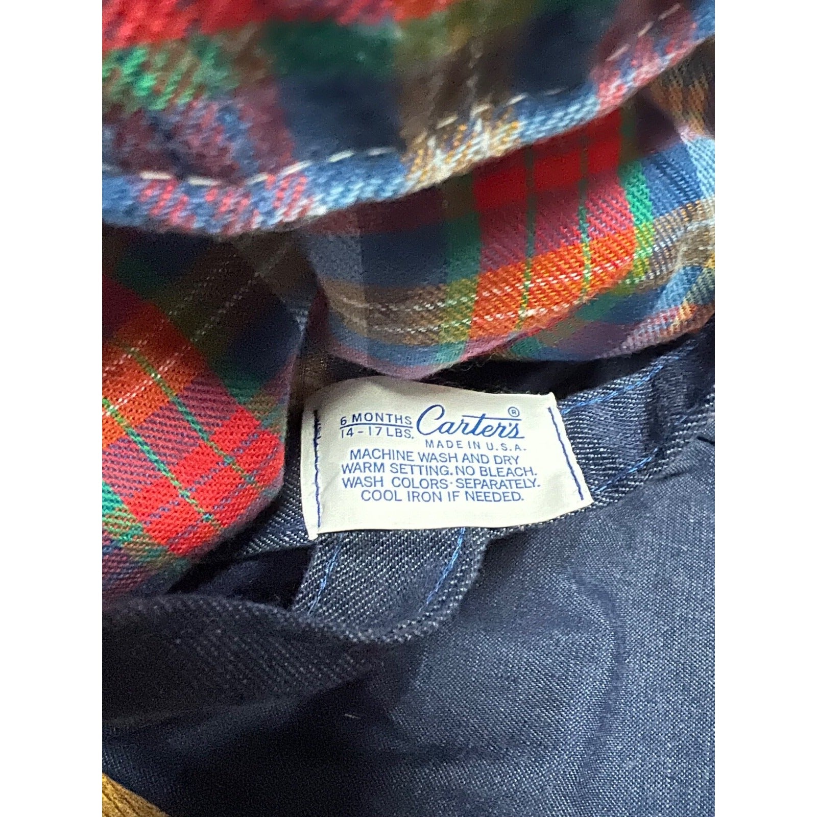 Vintage Carter's denim overalls with matching shirt size 6 months Made in USA