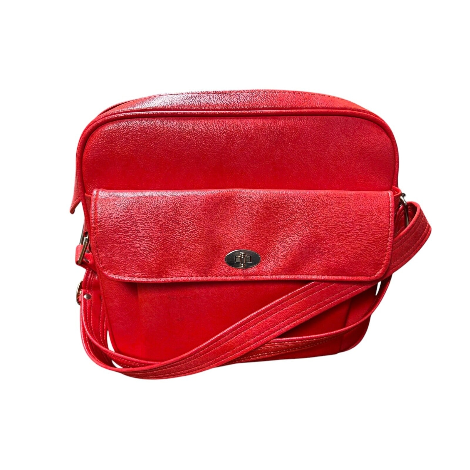 Vintage 1970's Red Samsonite Silhouette carry on zipper bag with lock and key