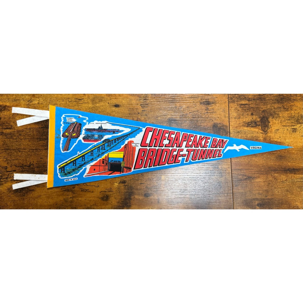 Vintage Chesapeake Bay Bridge-Tunnel, VA pennant Made in USA