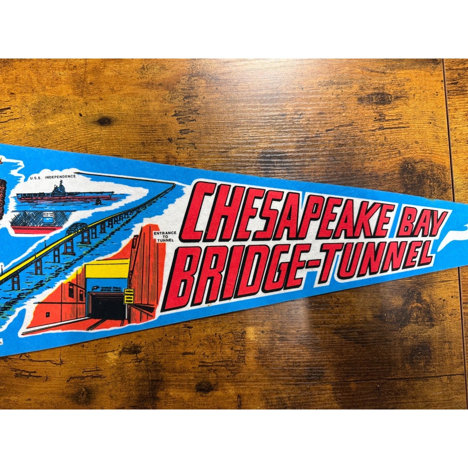 Vintage Chesapeake Bay Bridge-Tunnel, VA pennant Made in USA