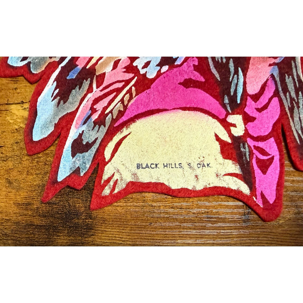 Vintage Black Hill, S. Dak. Indian Chief in headdress pennant