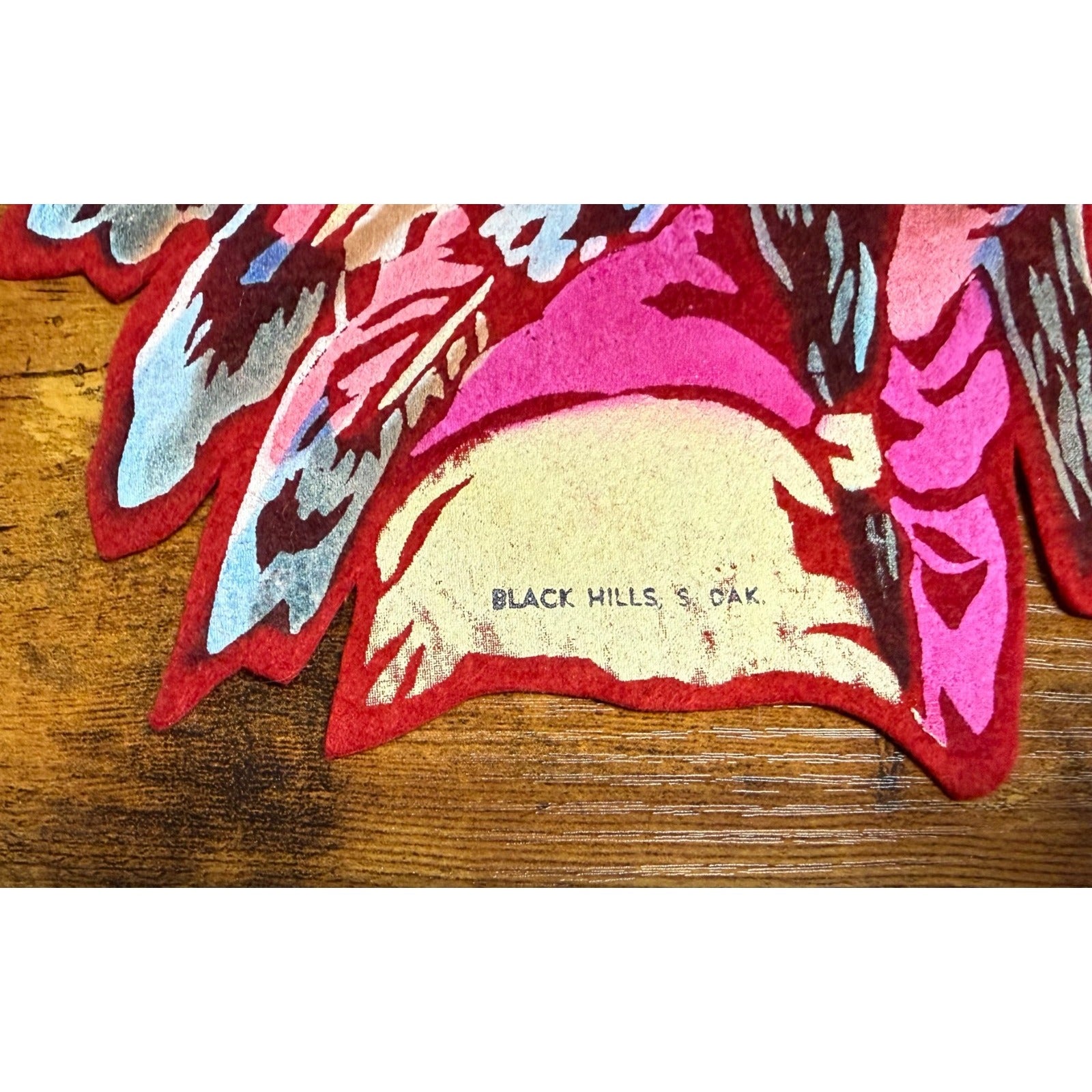 Vintage Black Hill, S. Dak. Indian Chief in headdress pennant