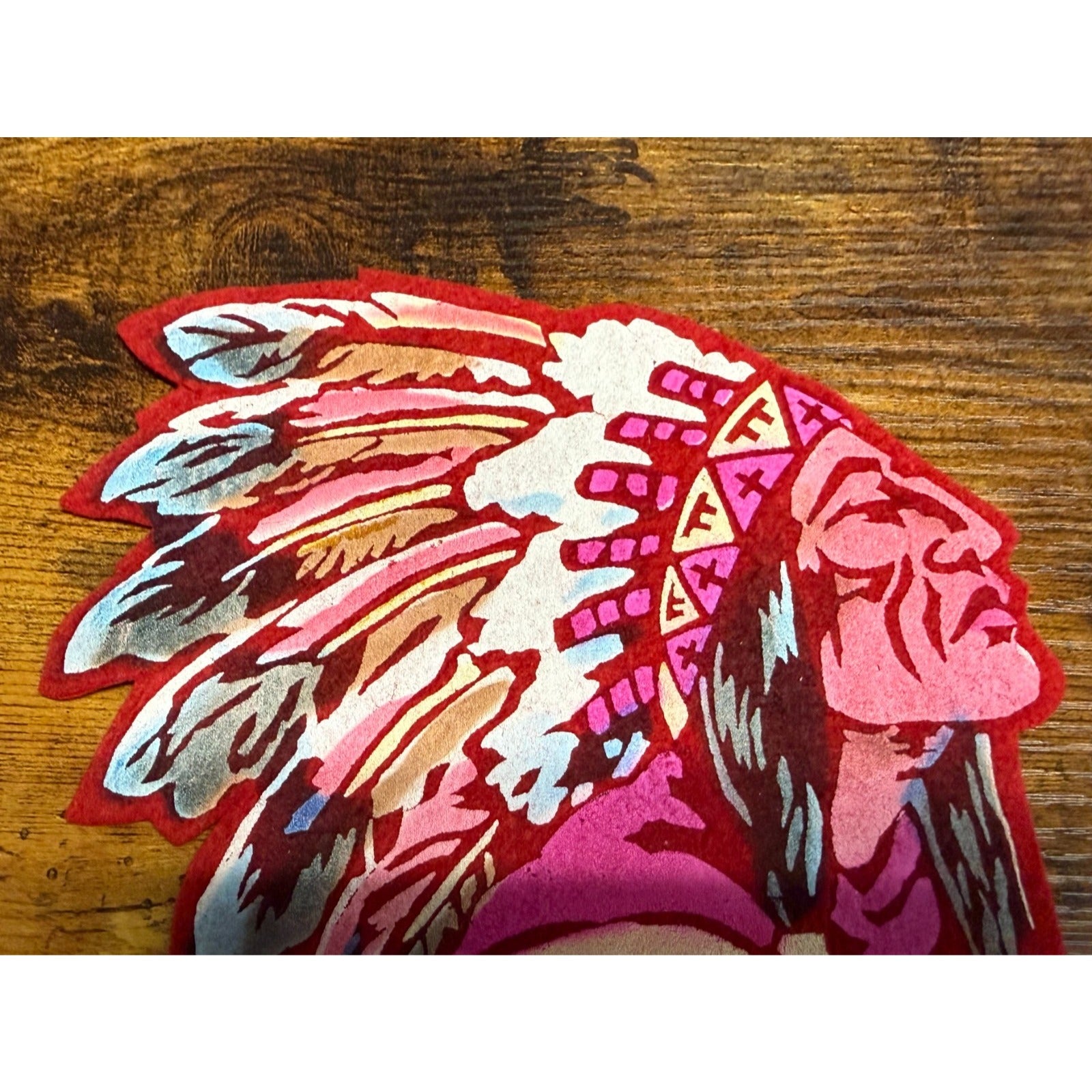 Vintage Black Hill, S. Dak. Indian Chief in headdress pennant