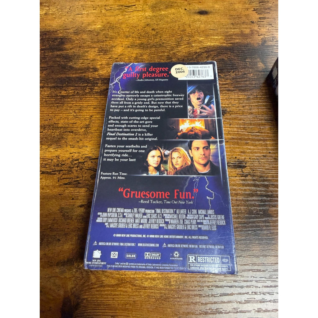 Final Destination & Final Destination 2 Rare Collectible VHS Set 2006 Edition In Shrink Wrap