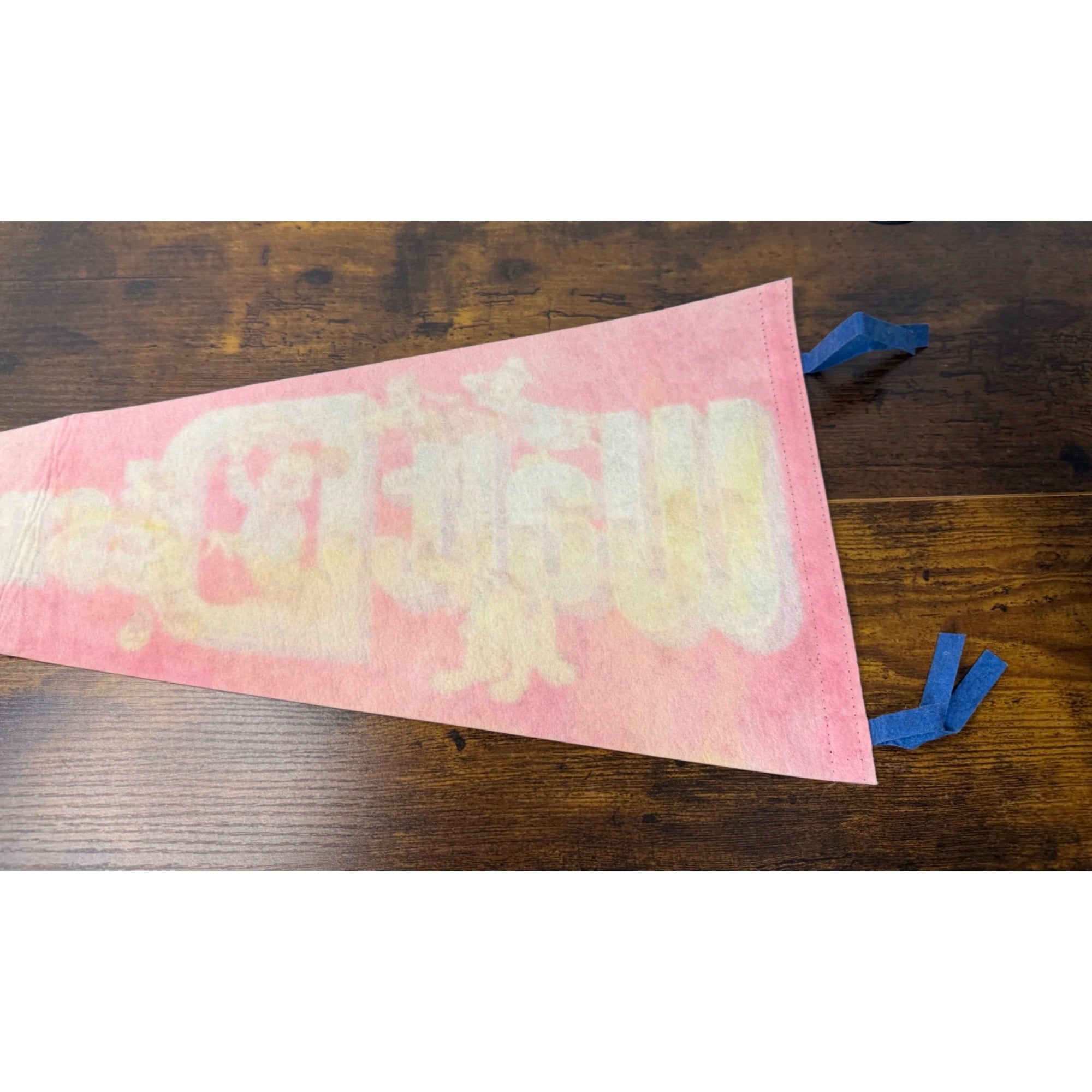 Vintage Walt Disney World Red Felt Pennant With Mickey & Friends Graphics