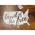 America metal sign etched  with Land of the Free Made in USA
