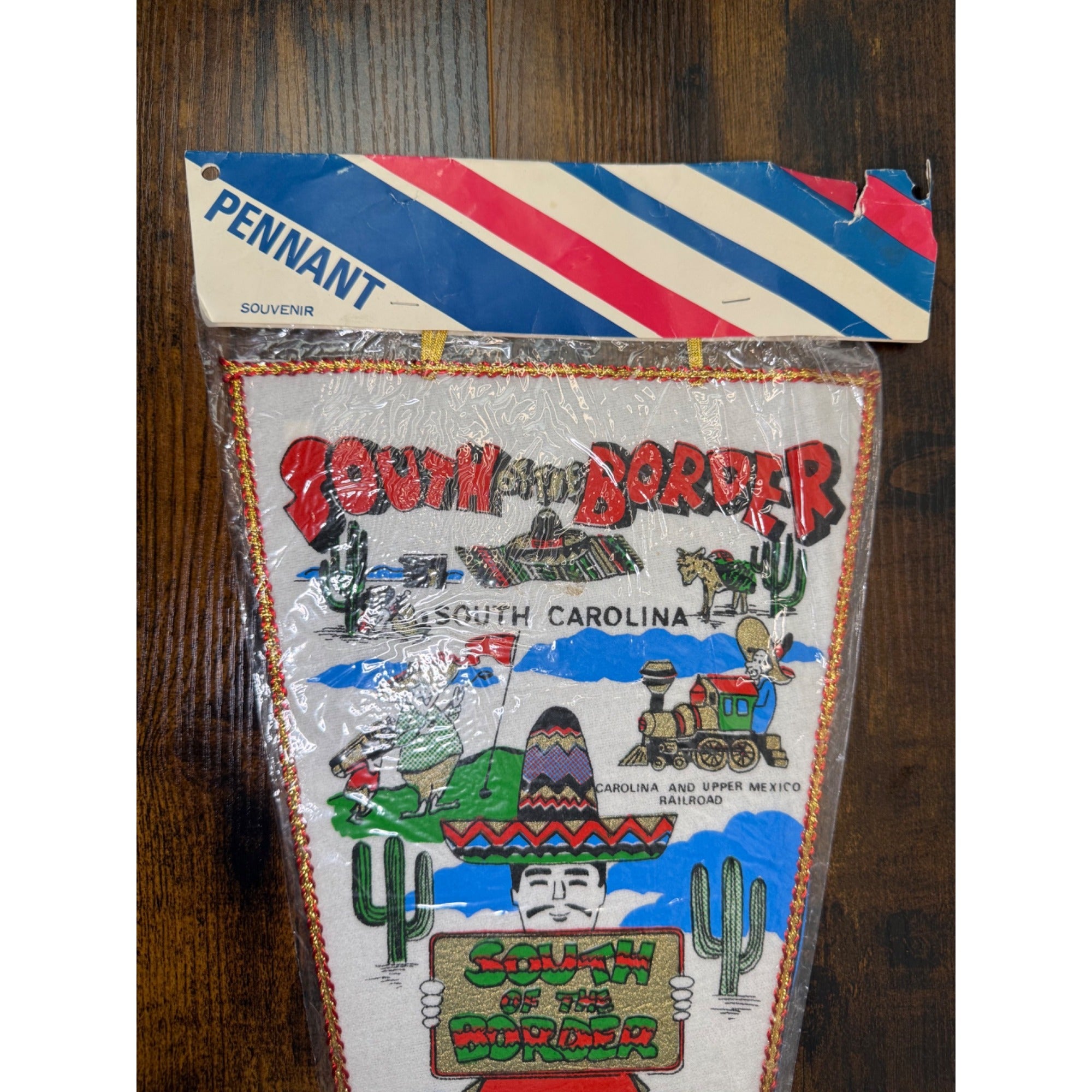 Vintage South Of The Border Pennant South Carolina With Original Packaging