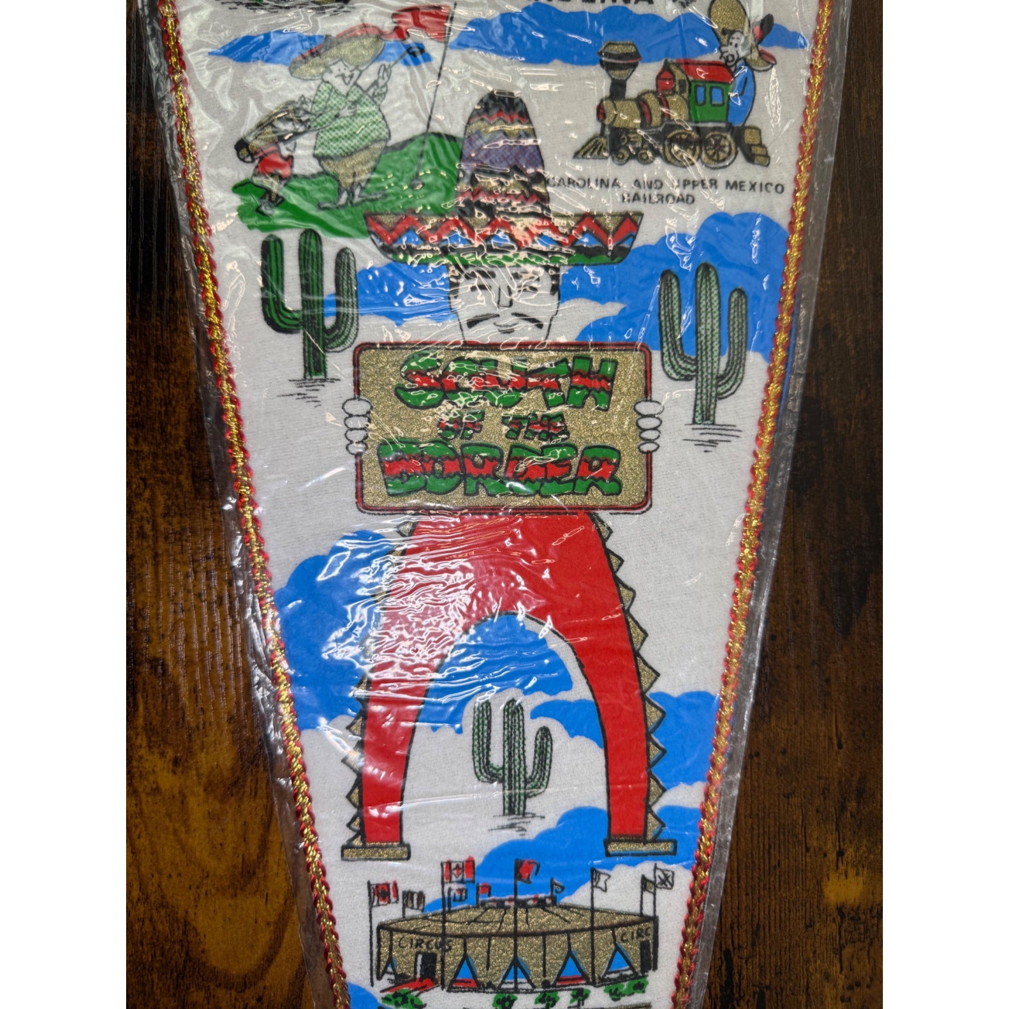 Vintage South Of The Border Pennant South Carolina With Original Packaging