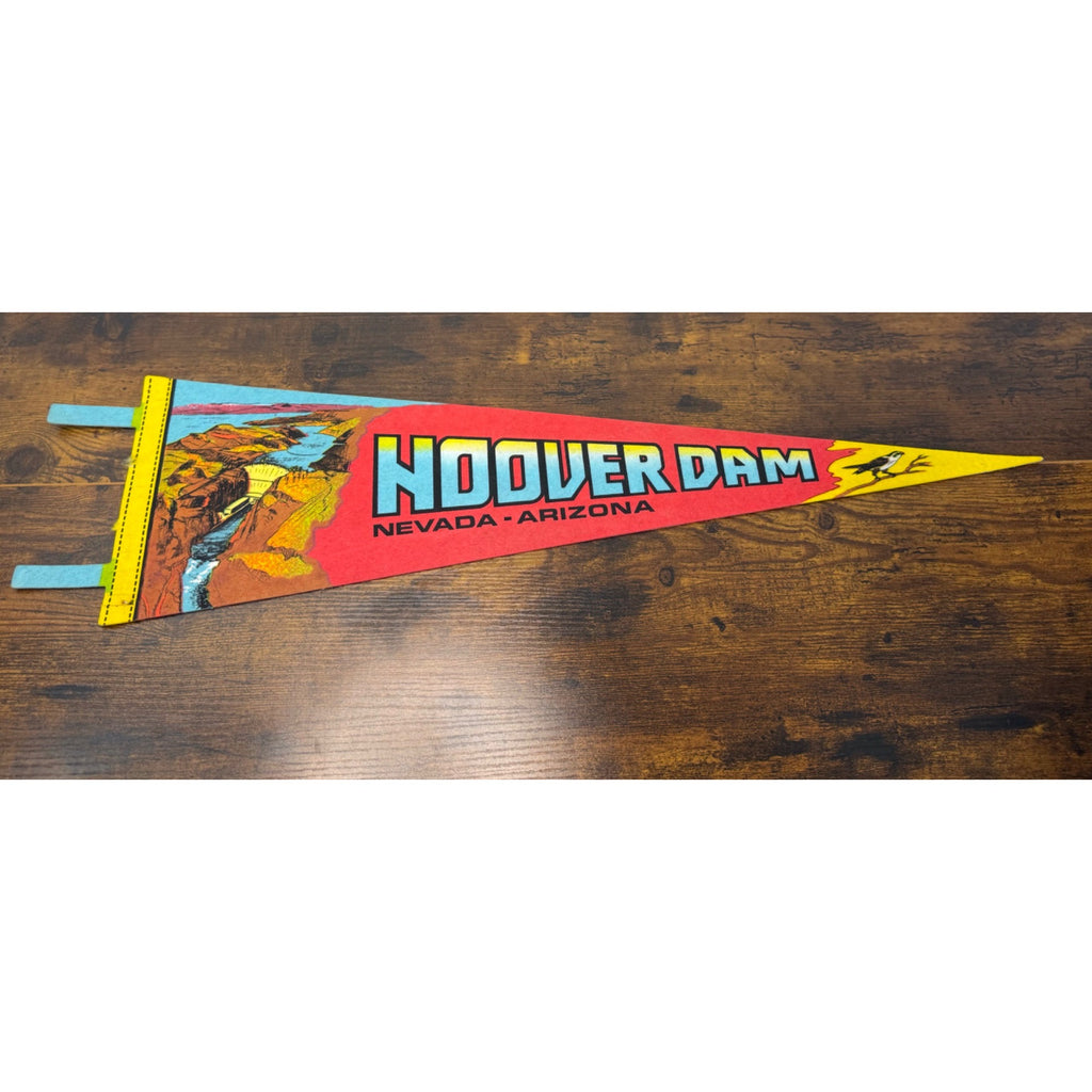 Vintage Hoover Dam Souvenir Pennant Featuring Scenic Artwork 25 inches