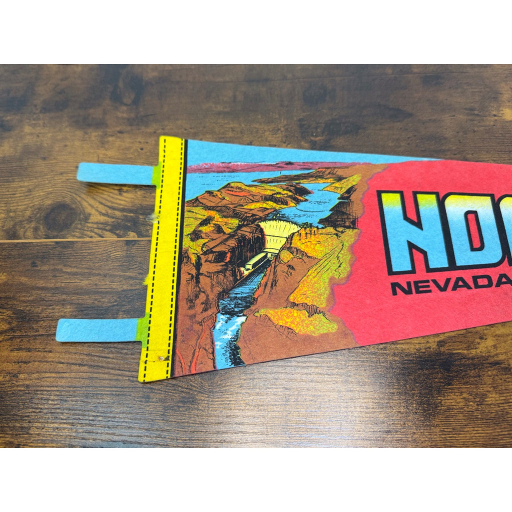 Vintage Hoover Dam Souvenir Pennant Featuring Scenic Artwork 25 inches