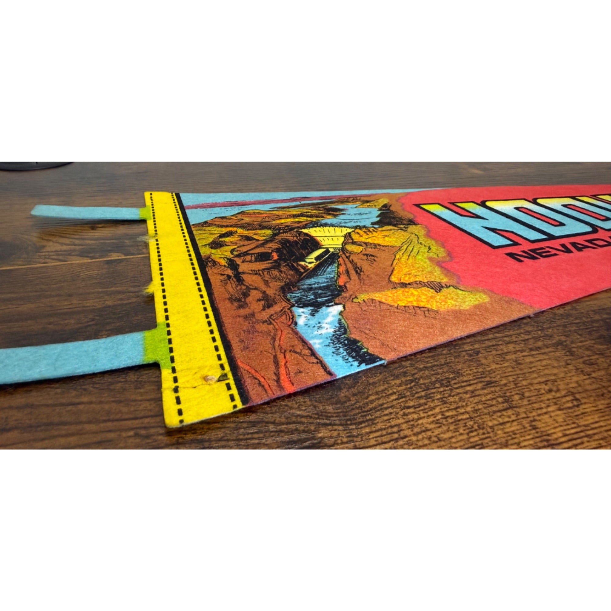 Vintage Hoover Dam Souvenir Pennant Featuring Scenic Artwork 25 inches