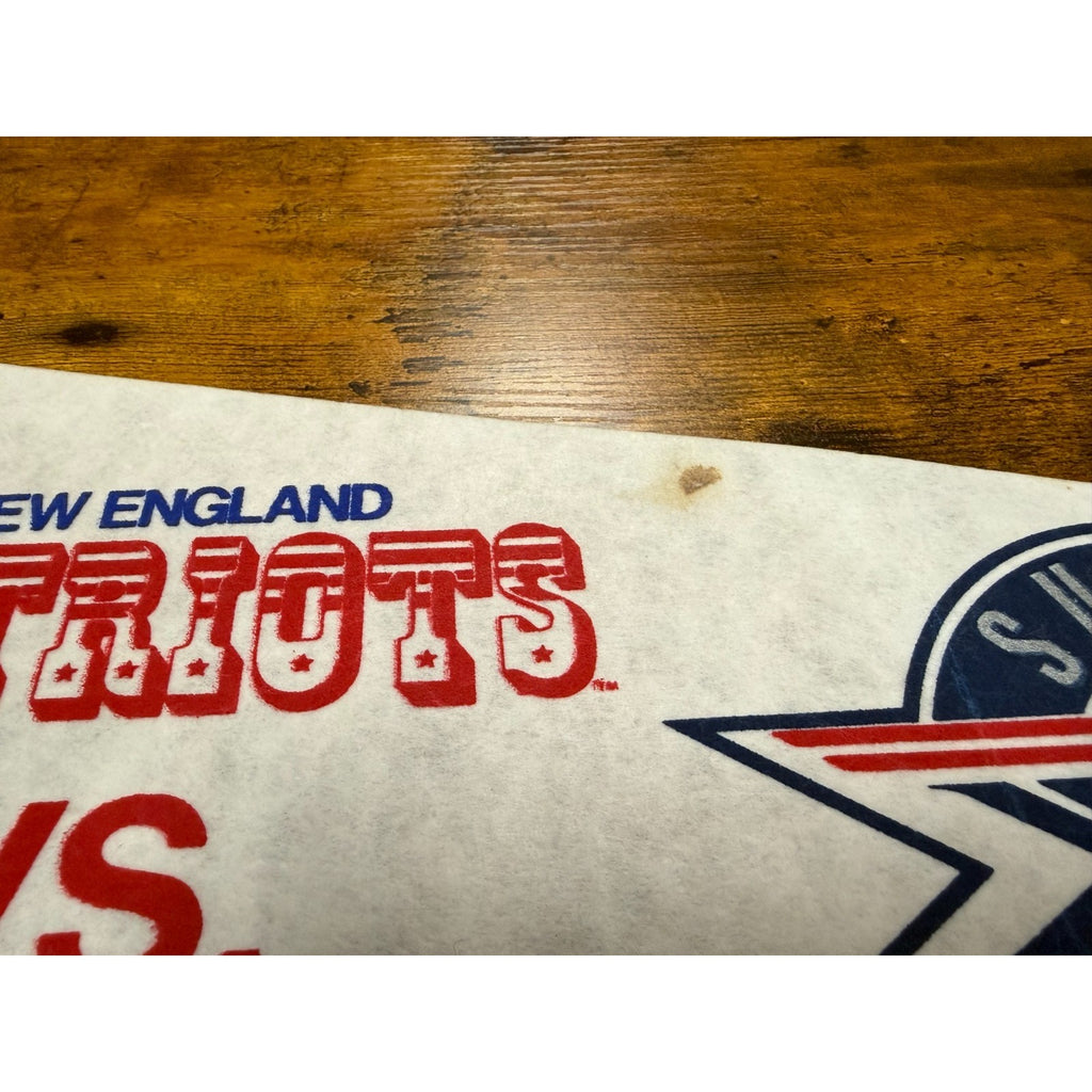 Vintage 1986 Super Bowl New England Patriots vs Chicago Bear pennant