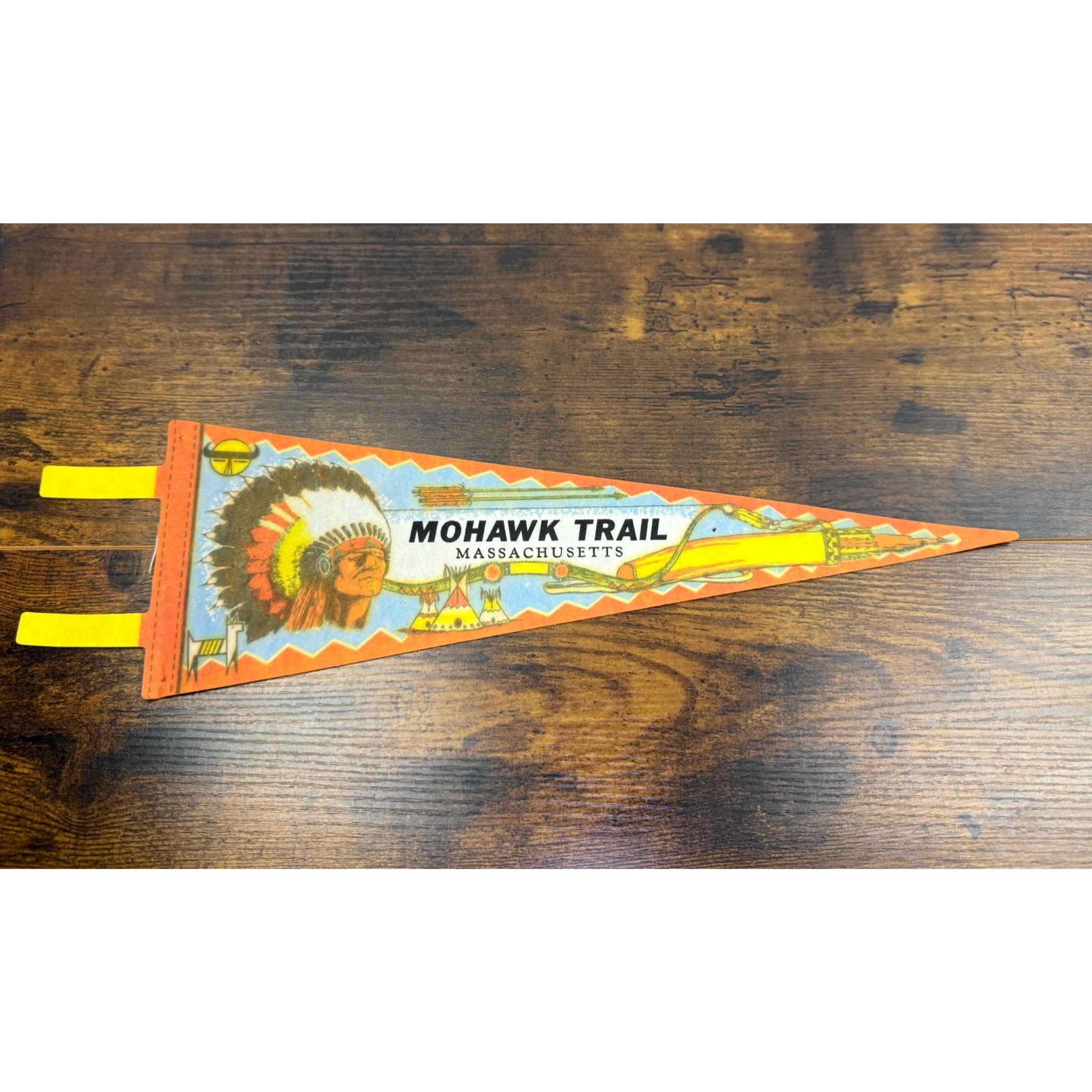 Vintage Mohawk Trail Massachusetts Souvenir Pennant 14.5 inches