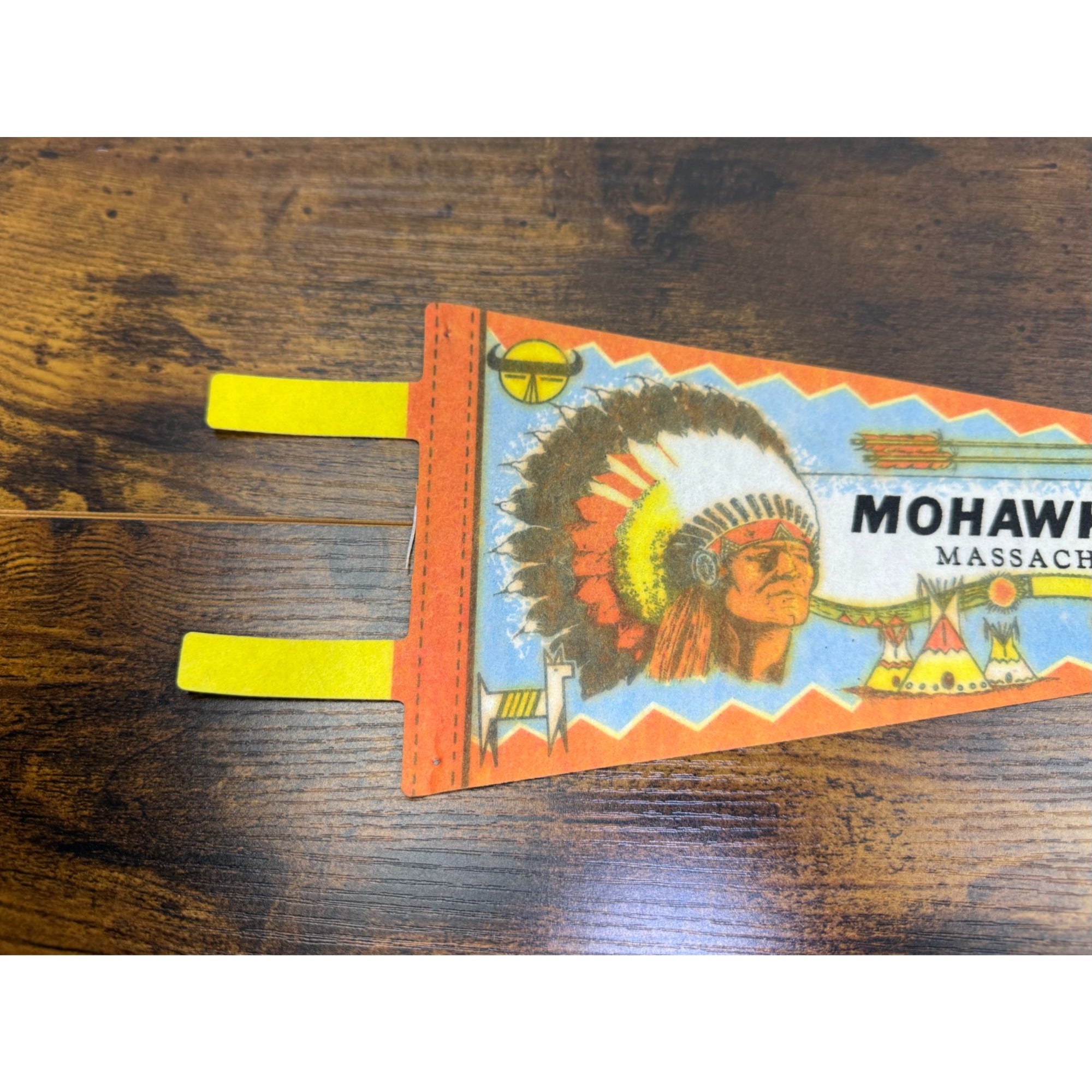 Vintage Mohawk Trail Massachusetts Souvenir Pennant 14.5 inches
