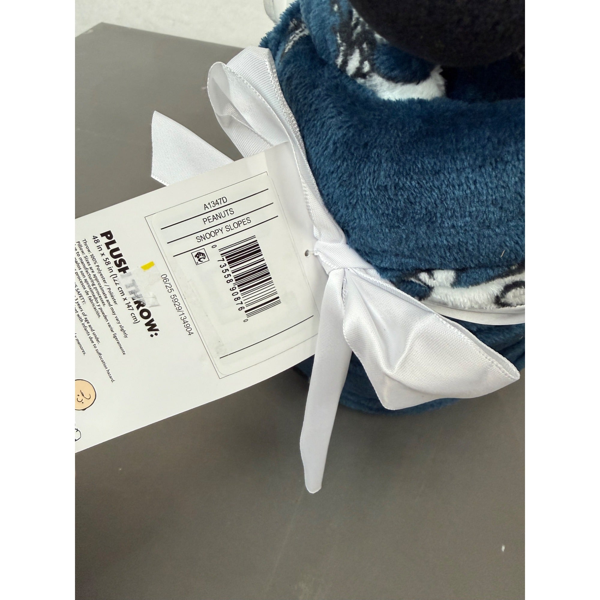 Peanuts Snoopy Character Pillow & Throw Set - Super Soft Plush Design Navy Blue Blanket With Aviator Snoopy Gift Tag