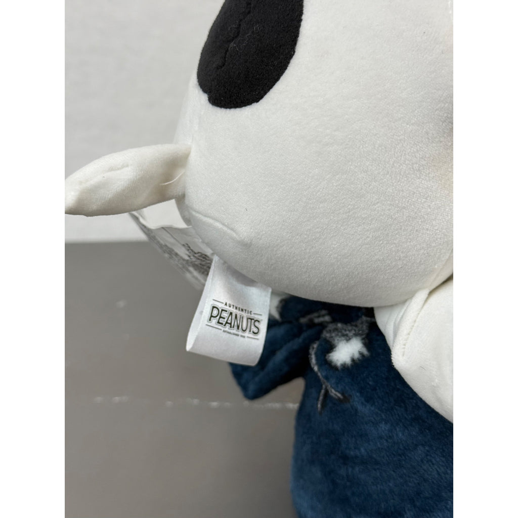 Peanuts Snoopy Character Pillow & Throw Set - Super Soft Plush Design Navy Blue Blanket With Aviator Snoopy Gift Tag