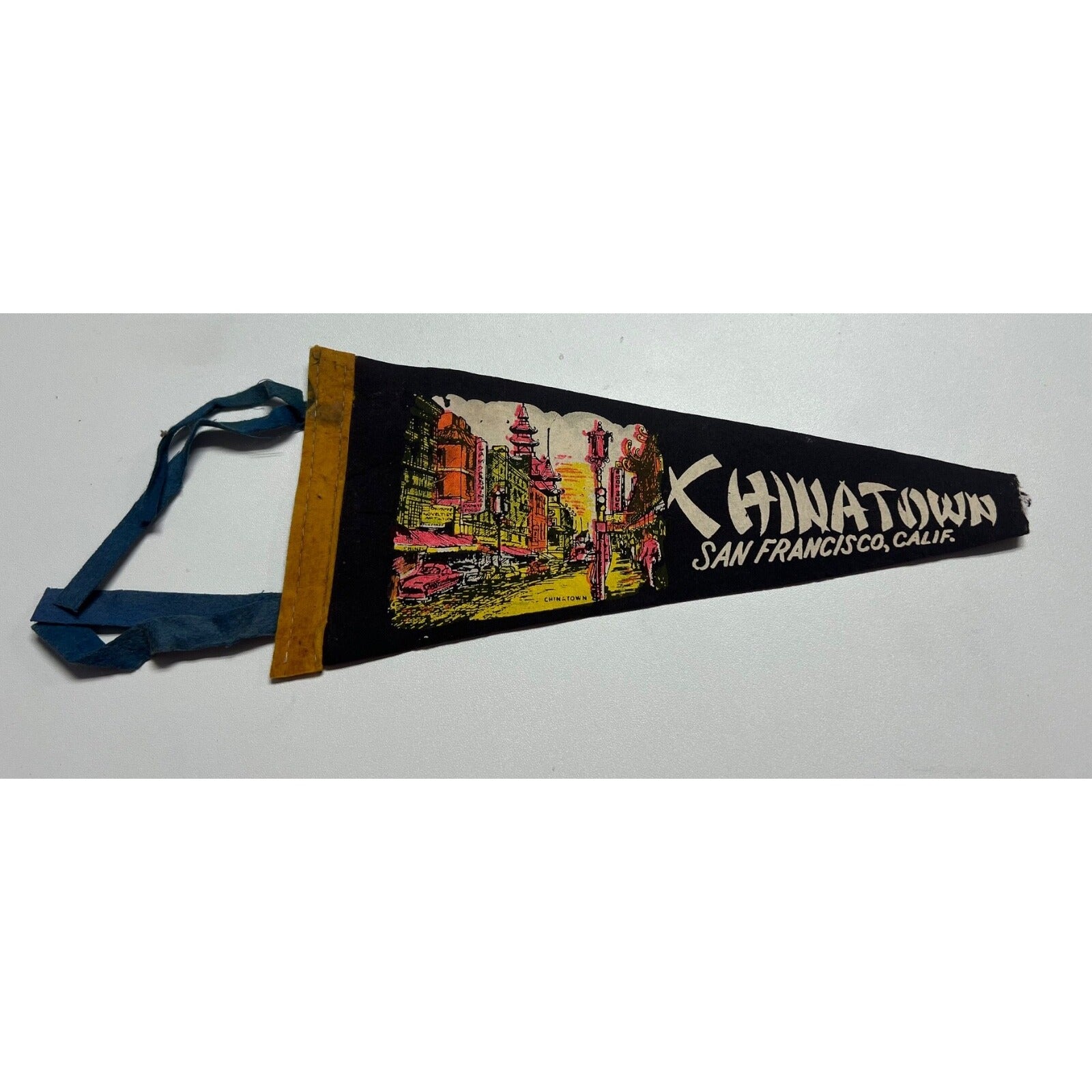 Vintage Chinatown, San Francisco, California pennant damaged