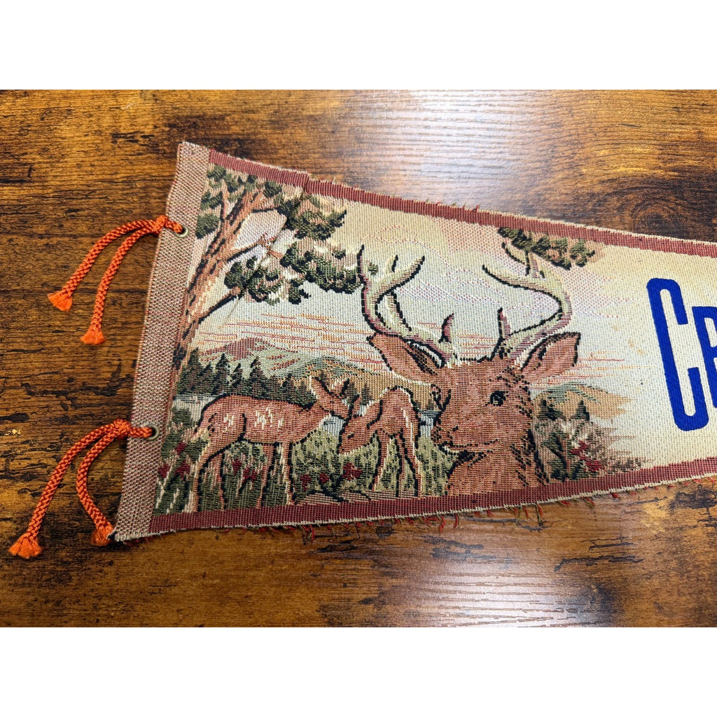 Vintage Crater Lake Oregon Souvenir Pennant Banner Flag