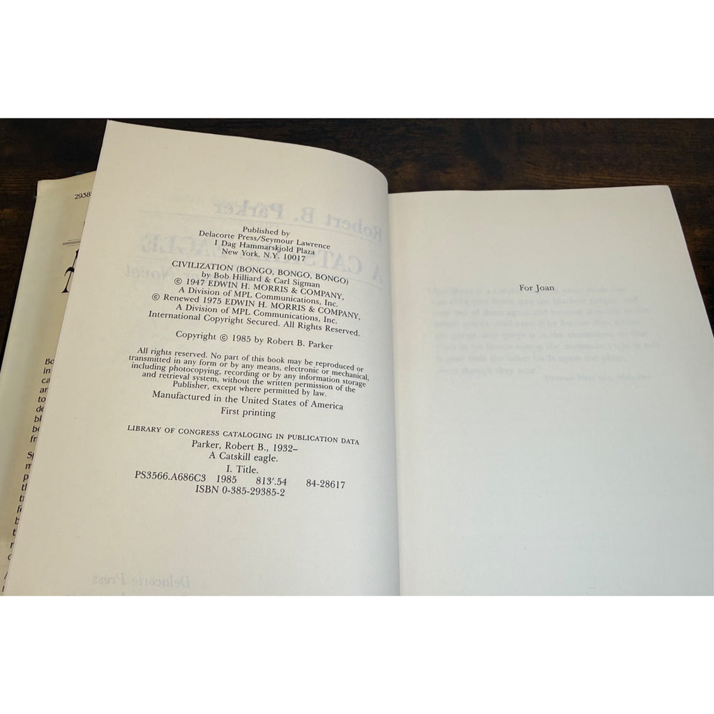 A Catskill Eagle By Robert B. Parker Hardcover Spenser Novel Dust Jacket 1985