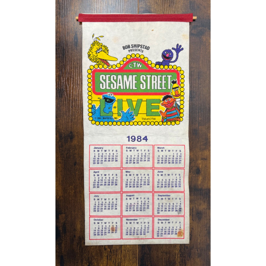 Sesame Street Live 1984 Fabric Wall Calendar With Big Bird Cookie Monster & More