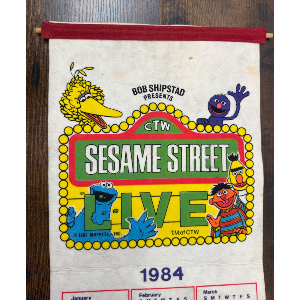 Sesame Street Live 1984 Fabric Wall Calendar With Big Bird Cookie Monster & More