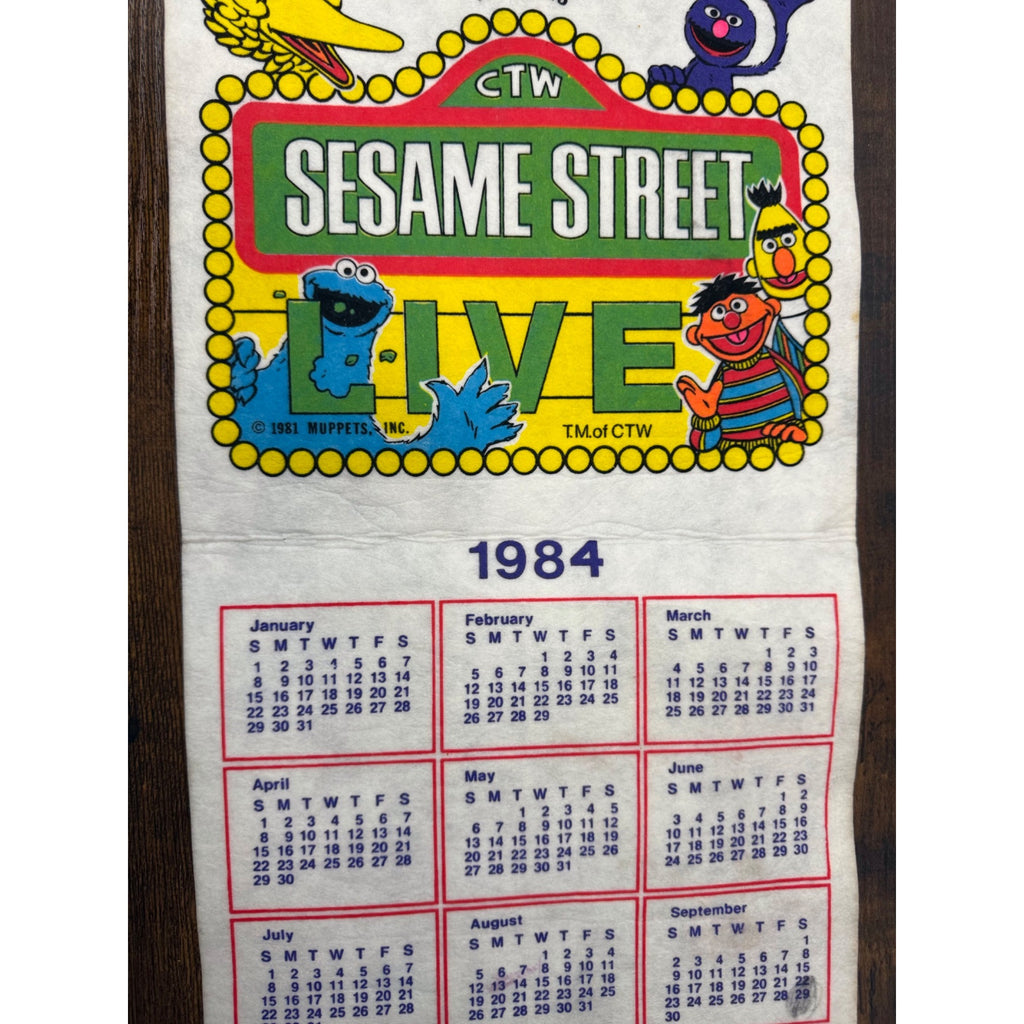 Sesame Street Live 1984 Fabric Wall Calendar With Big Bird Cookie Monster & More